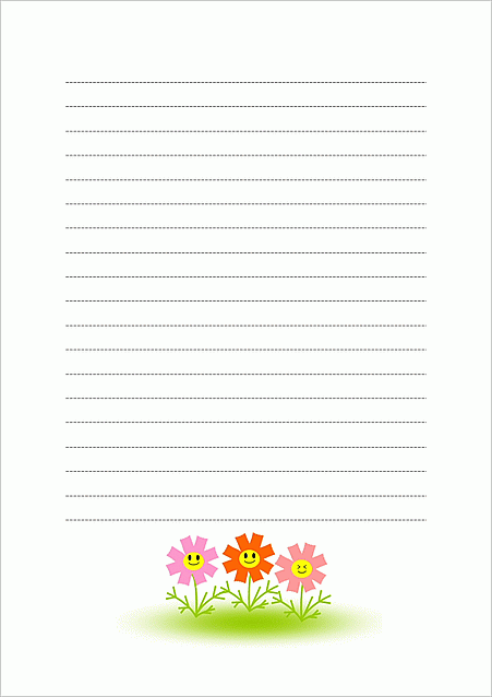 花の便箋のテンプレート デザイン2
